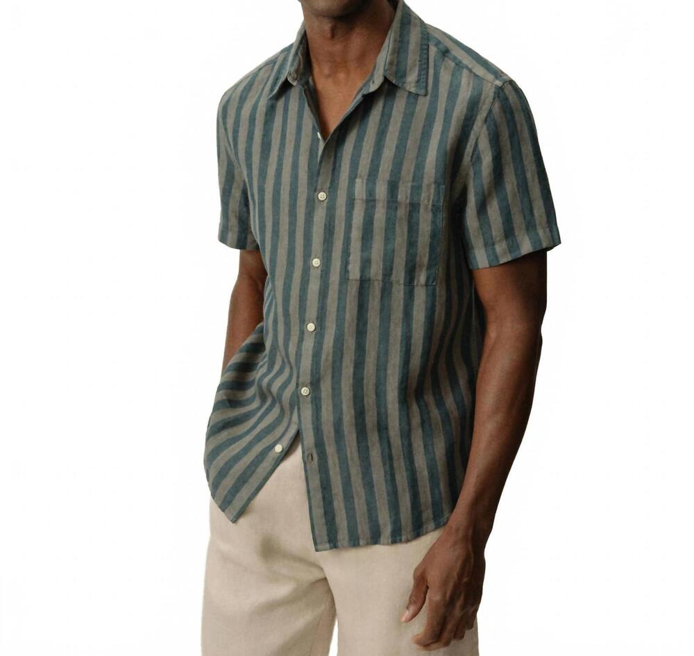 NEW ALEX CRANE ola striped button down shirt in big wave